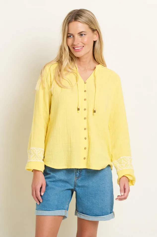 Women Brakeburn Shirts Yellow Jessie Embroidered Blouse
