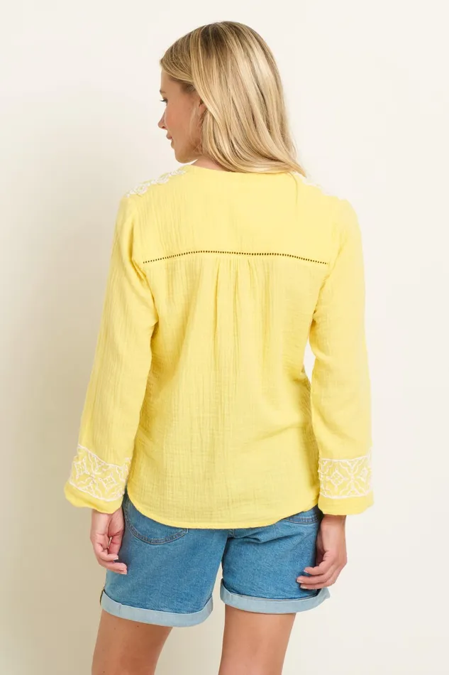 Women Brakeburn Shirts Yellow Jessie Embroidered Blouse