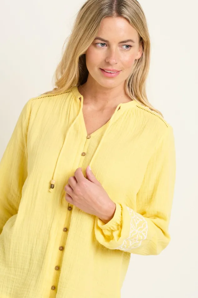 Women Brakeburn Shirts Yellow Jessie Embroidered Blouse