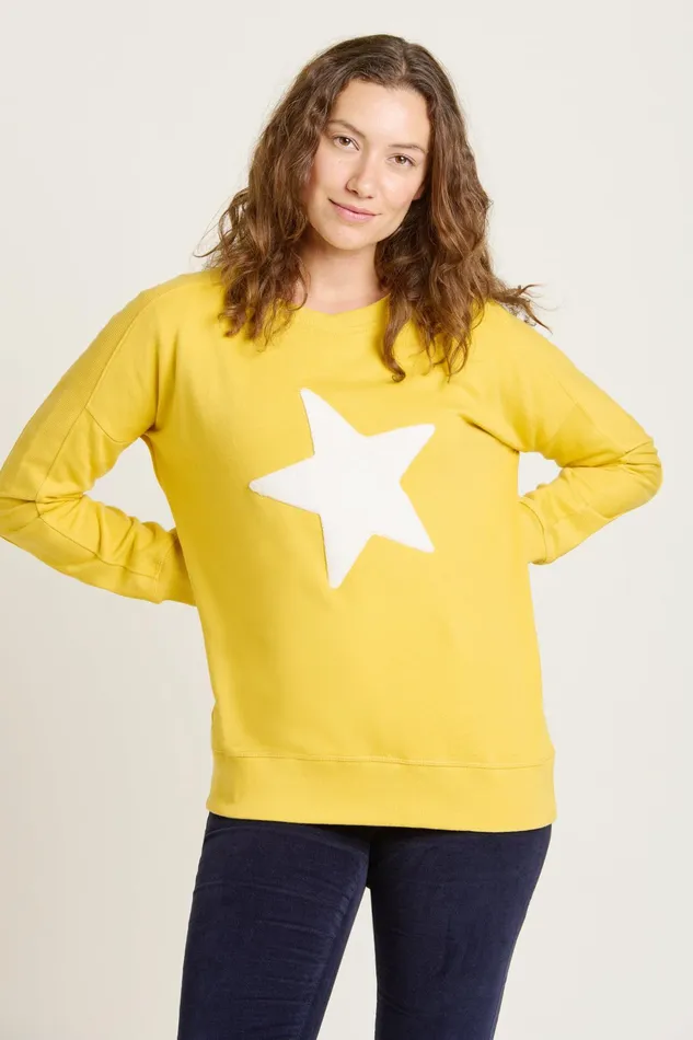 Women Brakeburn Sweatshirts And Hoodies Yellow Star Crew Neck Sweatshirt