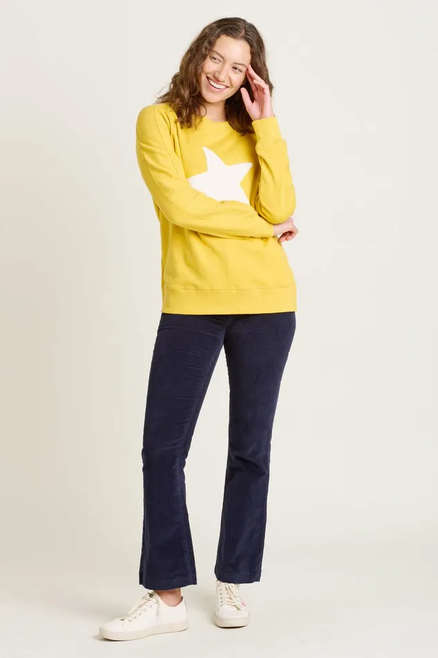 Women Brakeburn Sweatshirts And Hoodies Yellow Star Crew Neck Sweatshirt