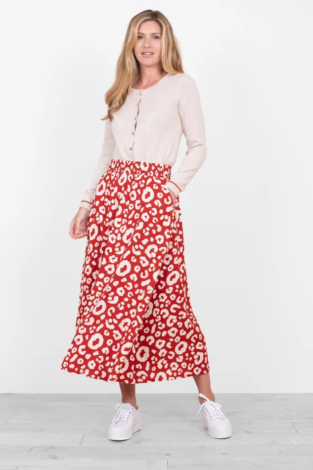 Women Brakeburn Trousers Skirts and Shorts Leopard Print Red Midaxi Skirt