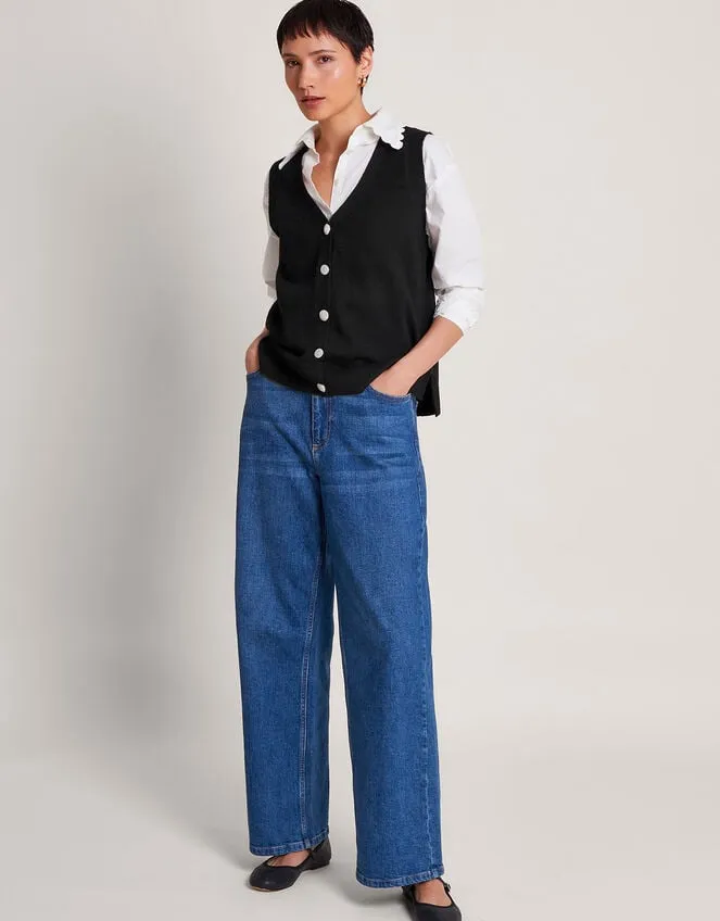 Women Bri Knit Sweater Vest Black Monsoon Knitwear