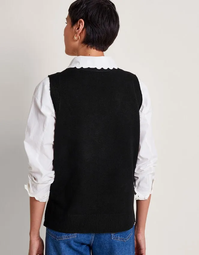 Women Bri Knit Sweater Vest Black Monsoon Knitwear