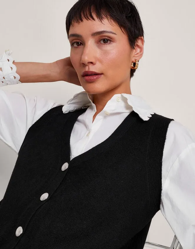 Women Bri Knit Sweater Vest Black Monsoon Knitwear