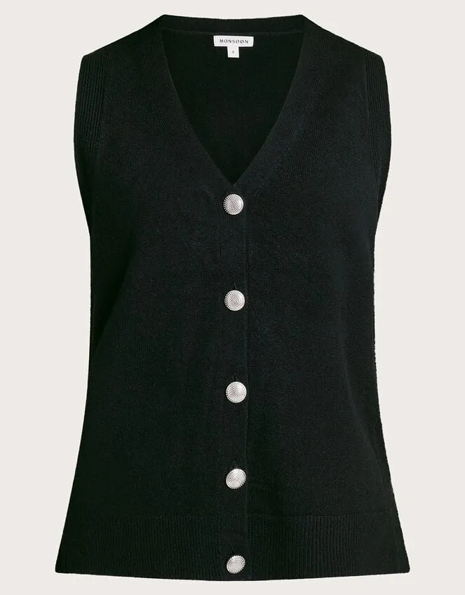 Women Bri Knit Sweater Vest Black Monsoon Knitwear