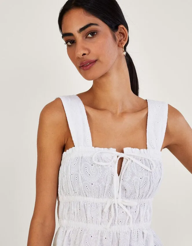 Women Broderie Wide Strap Cami Top White Monsoon Tops and Blouses