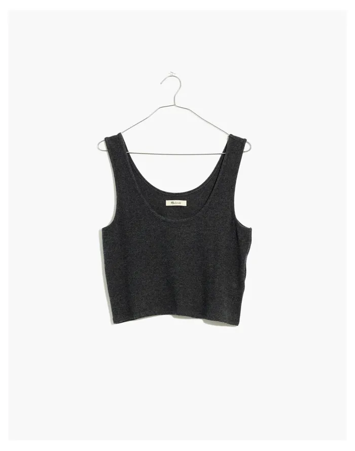 Women Brushed Rib Tank Crop Top True Black Madewell Sweaters Women Brushed Rib Tank Crop Top True Black Madewell Sweaters