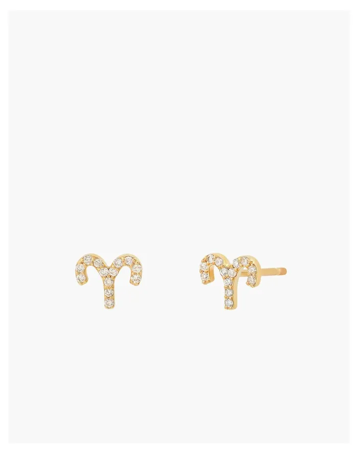 Women BYCHARI DIAMOND ZODIAC EARRINGS Aries Madewell Fine Jewelry