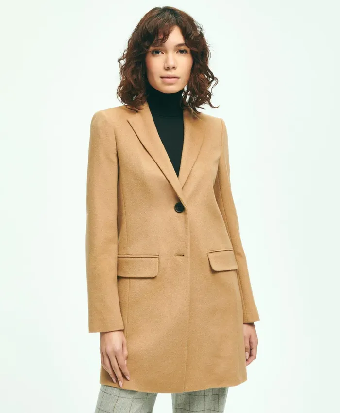 Women Camel Hair Car Coat Camel Brooks Brothers Coats and Jackets