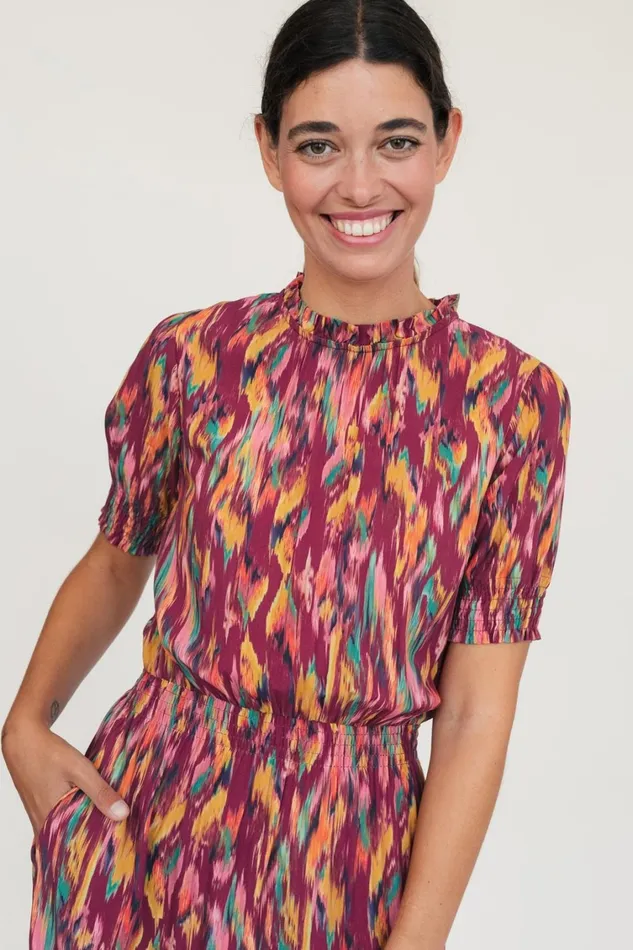 Women Cappagh 8211 Ikat Print Burgundy TWOTHIRDS Dresses