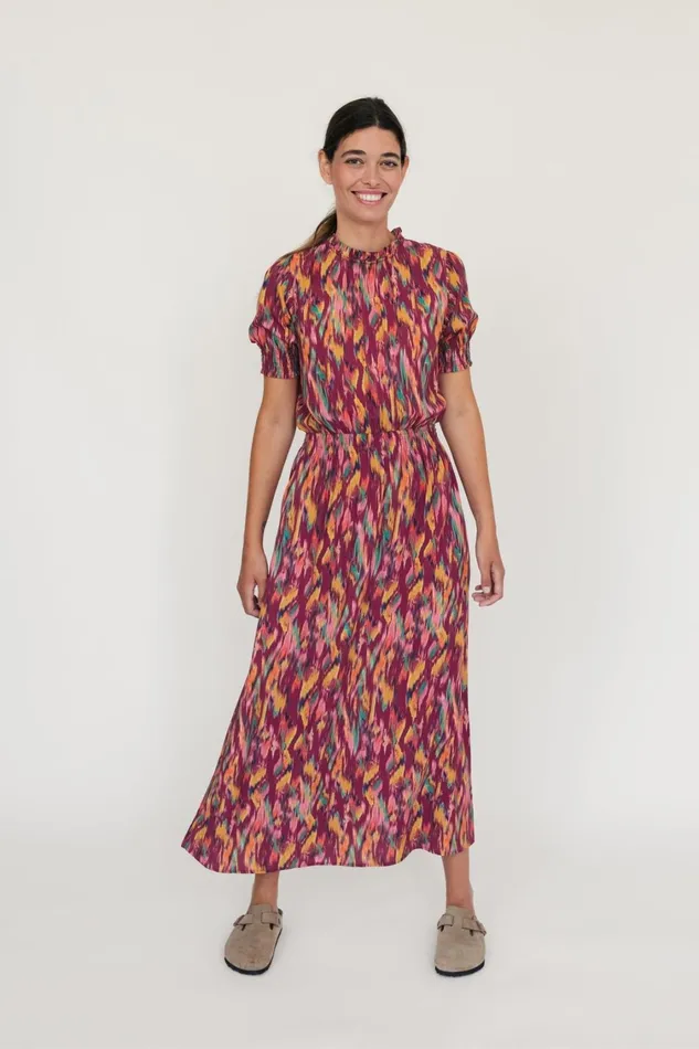 Women Cappagh 8211 Ikat Print Burgundy TWOTHIRDS Dresses