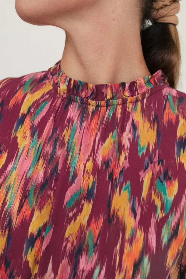 Women Cappagh 8211 Ikat Print Burgundy TWOTHIRDS Dresses