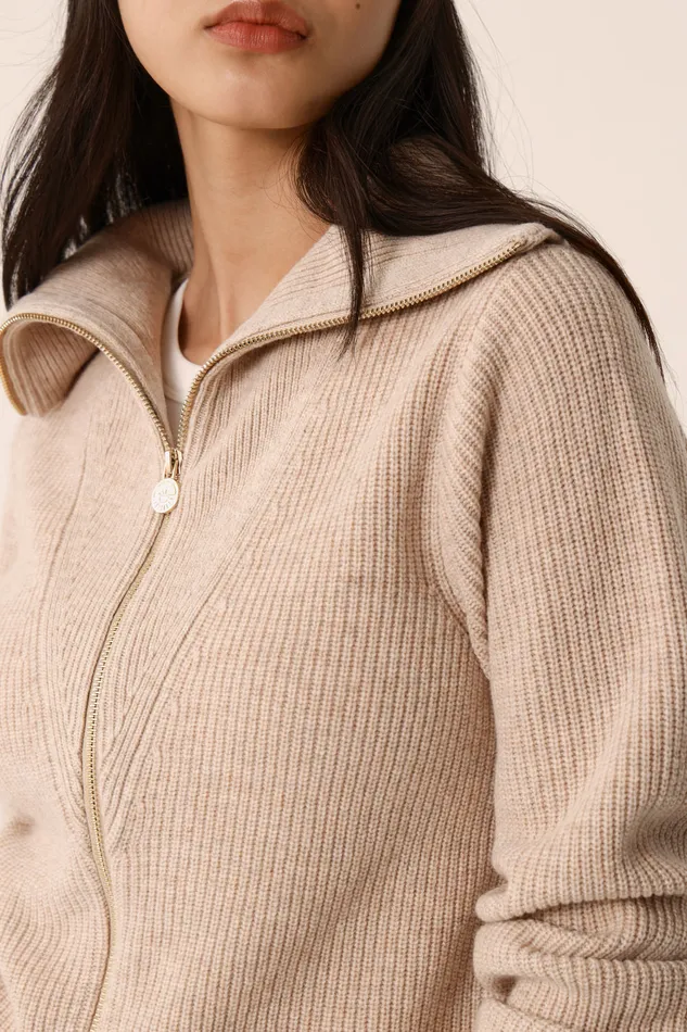 Women Cardigan Artichou Latte Gilet Laine Mrinos Beige Des Petits Hauts Jumpers and Cardigans