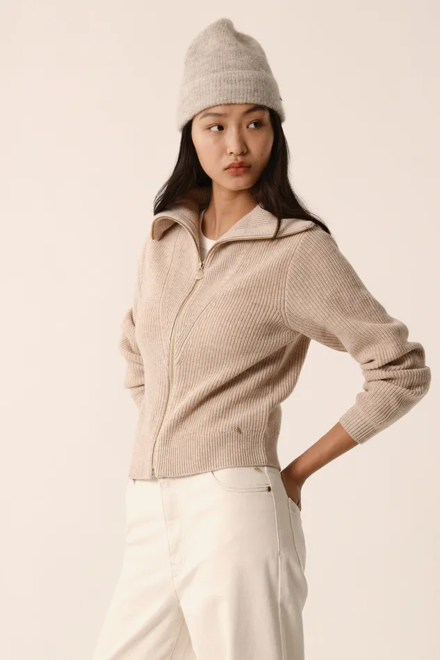 Women Cardigan Artichou Latte Gilet Laine Mrinos Beige Des Petits Hauts Jumpers and Cardigans