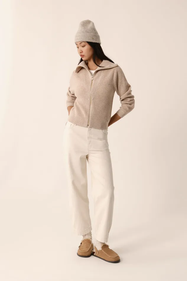 Women Cardigan Artichou Latte Gilet Laine Mrinos Beige Des Petits Hauts Jumpers and Cardigans