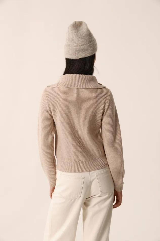 Women Cardigan Artichou Latte Gilet Laine Mrinos Beige Des Petits Hauts Jumpers and Cardigans