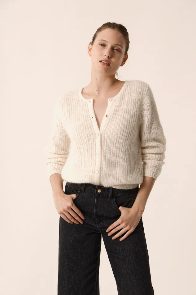 Women Cardigan Bully Ecru Gilet Mohair cru Des Petits Hauts Jumpers and Cardigans