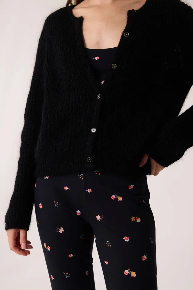 Women Cardigan Bully Noir Gilet Mohair Noir Des Petits Hauts Jumpers and Cardigans