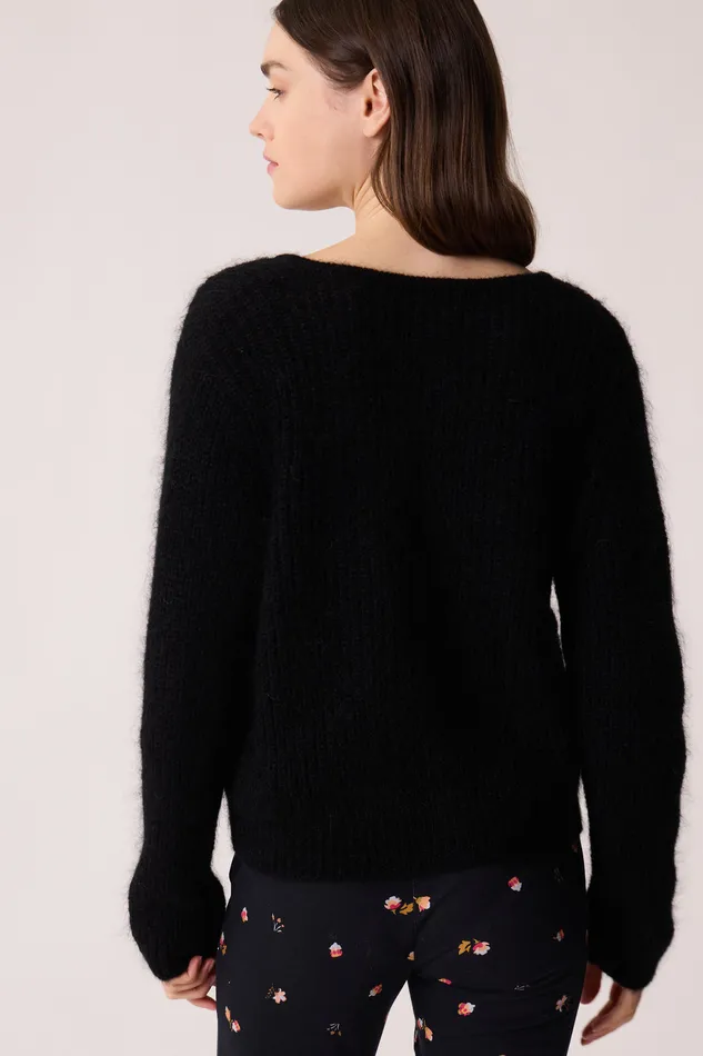 Women Cardigan Bully Noir Gilet Mohair Noir Des Petits Hauts Jumpers and Cardigans
