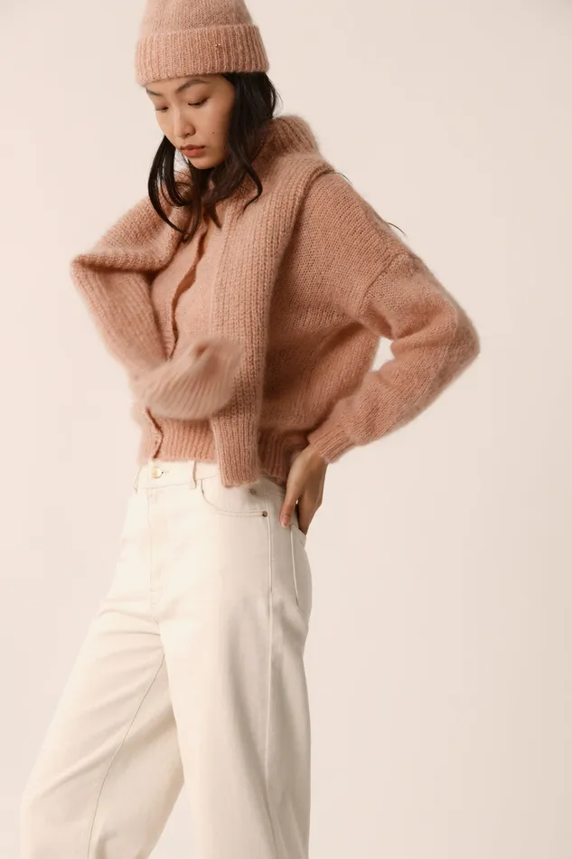 Women Cardigan Chidonie Naturel Gilet Mohair Beige Des Petits Hauts Jumpers and Cardigans