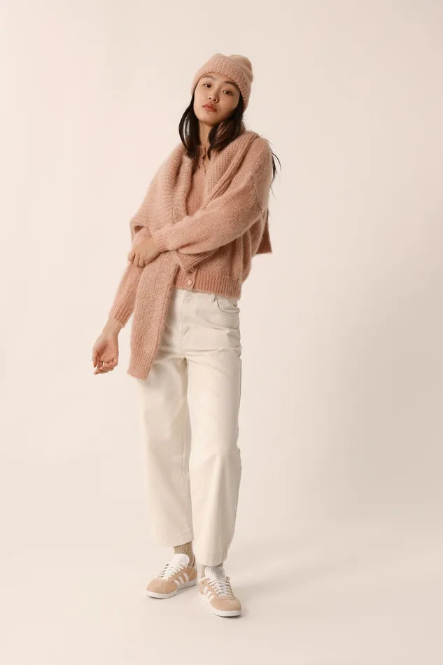 Women Cardigan Chidonie Naturel Gilet Mohair Beige Des Petits Hauts Jumpers and Cardigans