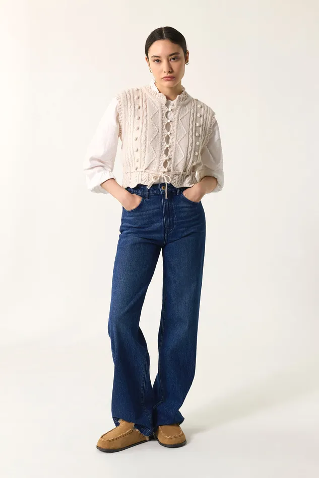 Women Cardigan Dolly Creme Gilet Sans Manches Laine Blanc Des Petits Hauts Jumpers and Cardigans Women Cardigan Dolly Creme Gilet Sans Manches Laine Blanc Des Petits Hauts Jumpers and Cardigans