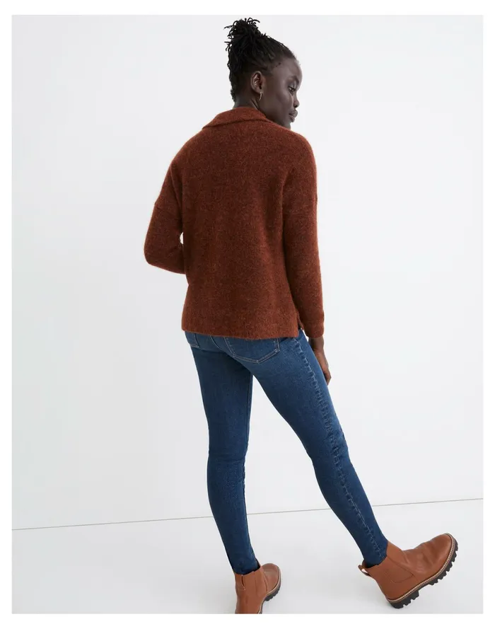 Women Carrabelle Polo Cardigan Sweater Heather Mahogany Madewell Sweaters Women Carrabelle Polo Cardigan Sweater Heather Mahogany Madewell Sweaters