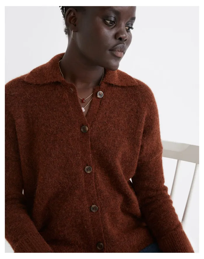 Women Carrabelle Polo Cardigan Sweater Heather Mahogany Madewell Sweaters Women Carrabelle Polo Cardigan Sweater Heather Mahogany Madewell Sweaters