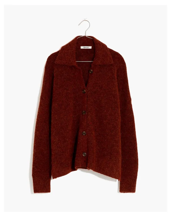 Women Carrabelle Polo Cardigan Sweater Heather Mahogany Madewell Sweaters Women Carrabelle Polo Cardigan Sweater Heather Mahogany Madewell Sweaters