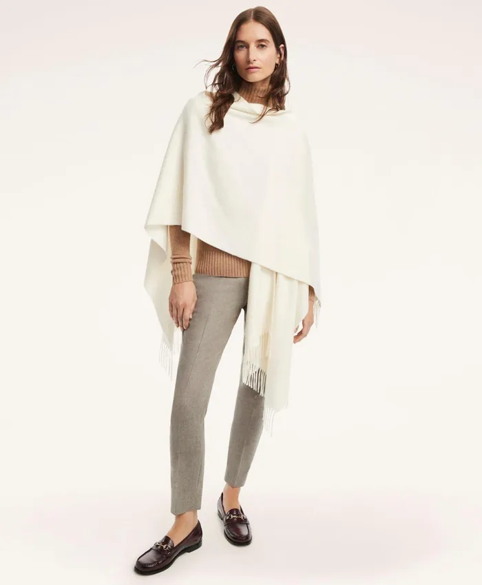 Women Cashmere Ruana Ivory Brooks Brothers Scarves and Gloves
