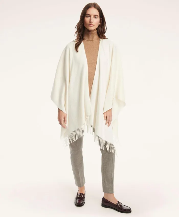 Women Cashmere Ruana Ivory Brooks Brothers Scarves and Gloves