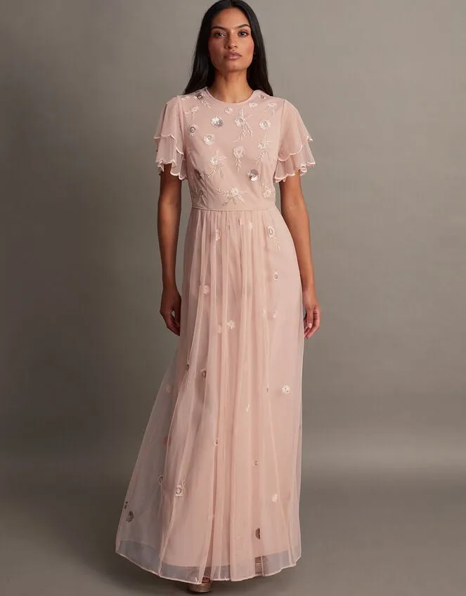 Women Catherine Embellished Maxi Dress With Recycled Polyester Pink Monsoon Occasionwear
