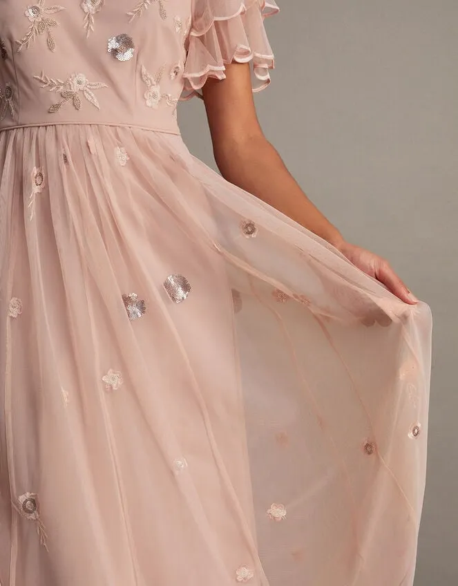 Women Catherine Embellished Maxi Dress With Recycled Polyester Pink Monsoon Occasionwear