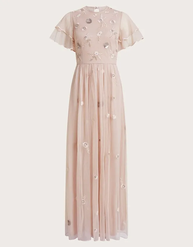 Women Catherine Embellished Maxi Dress With Recycled Polyester Pink Monsoon Occasionwear