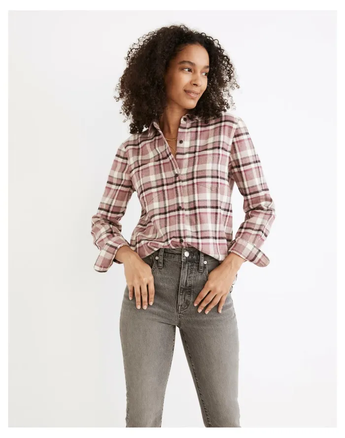 Women Classic Ex Boyfriend Shirt In Cornado Plaid Faded Fig Madewell Tops and Shirts Women Classic Ex Boyfriend Shirt In Cornado Plaid Faded Fig Madewell Tops and Shirts