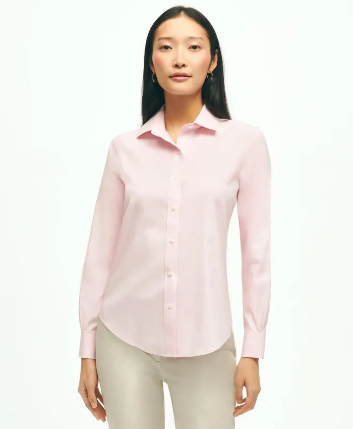 Women ClassicFit NonIron Stretch Supima Cotton Dress Shirt Pink Brooks Brothers Blouses and Shirts Women ClassicFit NonIron Stretch Supima Cotton Dress Shirt Pink Brooks Brothers Blouses and Shirts