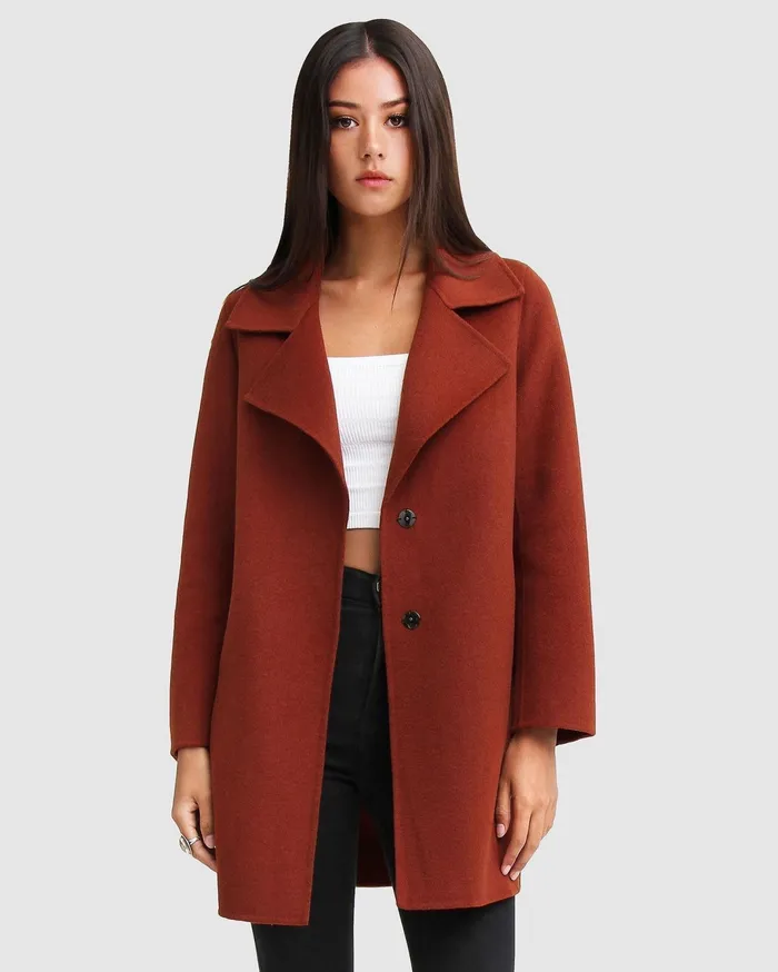 Women Coats and Jackets Belle and Bloom ExBoyfriend Wool Oversized Coat Caramel
