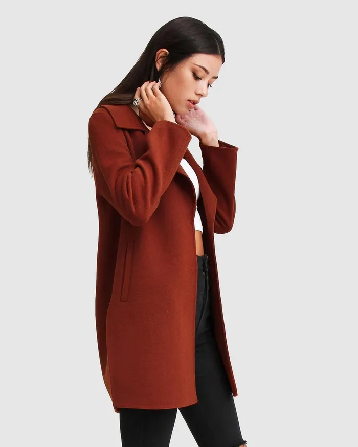 Women Coats and Jackets Belle and Bloom ExBoyfriend Wool Oversized Coat Caramel