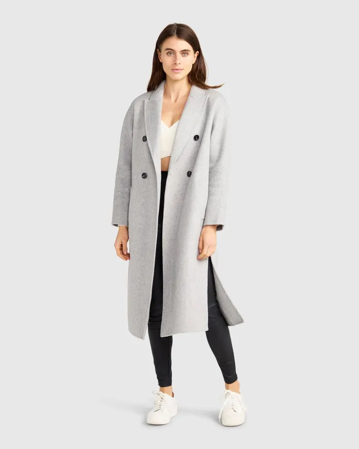 Women Coats and Jackets Belle and Bloom Guestlist Oversized Double Breasted Coat 8211 Grey Marle