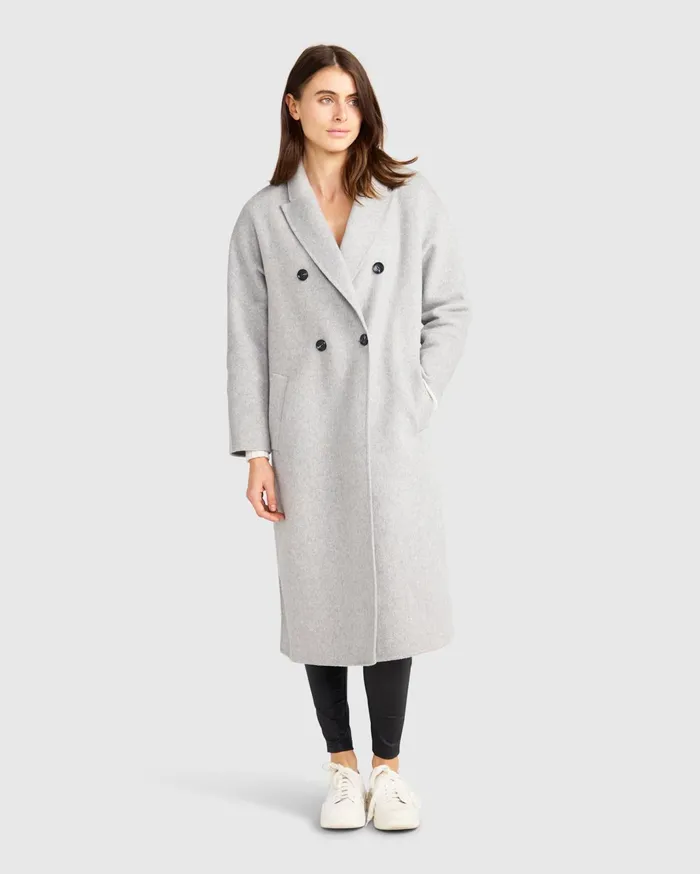 Women Coats and Jackets Belle and Bloom Guestlist Oversized Double Breasted Coat 8211 Grey Marle