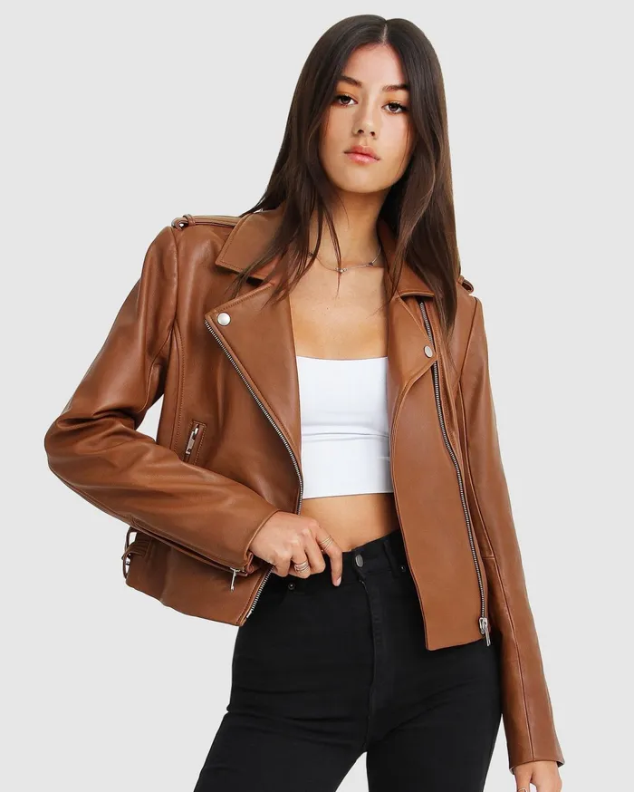 Women Coats and Jackets Belle and Bloom Just Friends Leather Jacket 8211 Brown