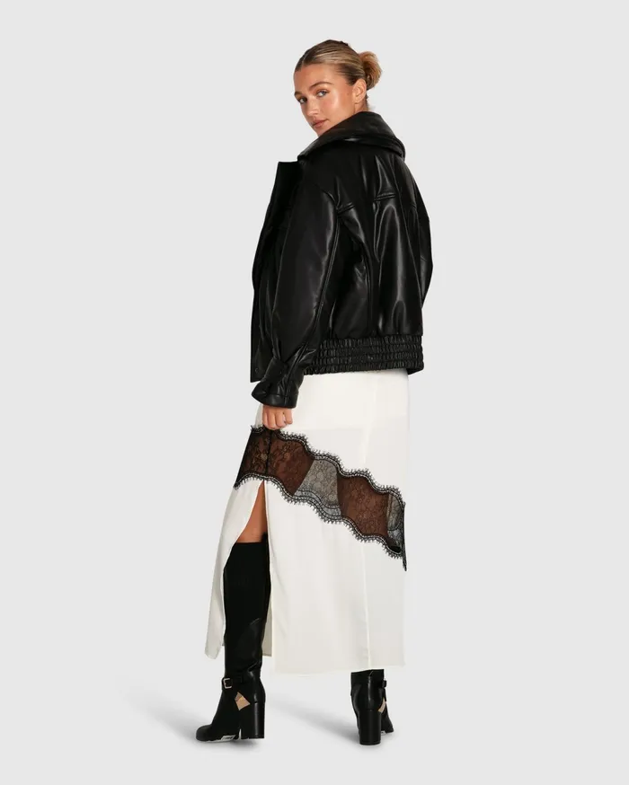Women Coats and Jackets Belle and Bloom Love Drunk Leather Bomber 8211 Black