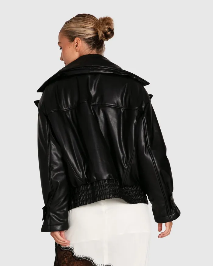 Women Coats and Jackets Belle and Bloom Love Drunk Leather Bomber 8211 Black