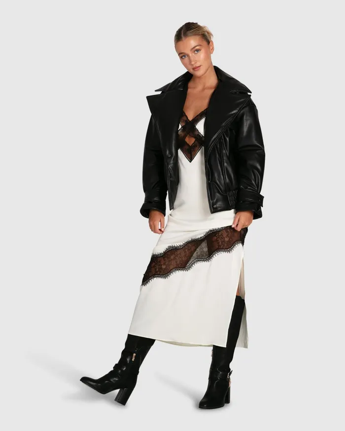 Women Coats and Jackets Belle and Bloom Love Drunk Leather Bomber 8211 Black