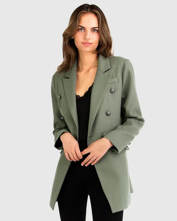 Women Coats and Jackets Belle and Bloom Princess Polina Textured Weave Blazer 8211 Military