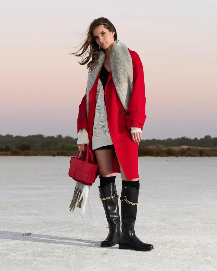 Women Coats and Jackets Belle and Bloom Rumour Has It Oversized Wool Blend Coat 8211 Red