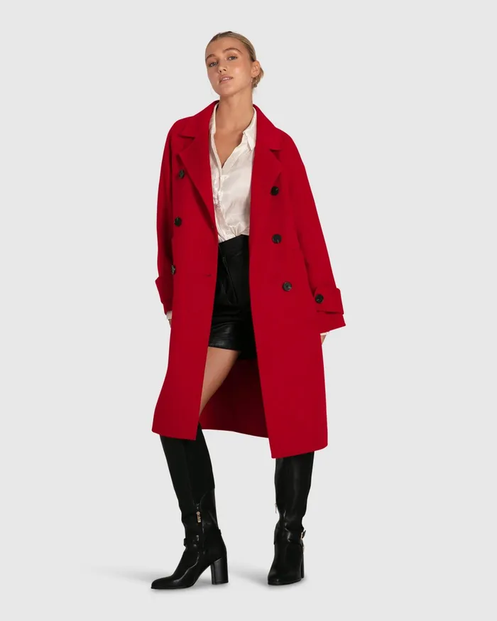 Women Coats and Jackets Belle and Bloom Rumour Has It Oversized Wool Blend Coat 8211 Red