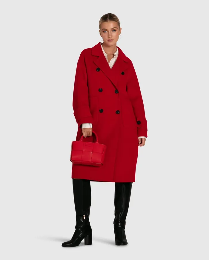 Women Coats and Jackets Belle and Bloom Rumour Has It Oversized Wool Blend Coat 8211 Red