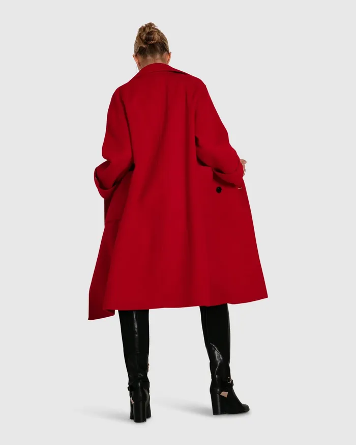 Women Coats and Jackets Belle and Bloom Rumour Has It Oversized Wool Blend Coat 8211 Red